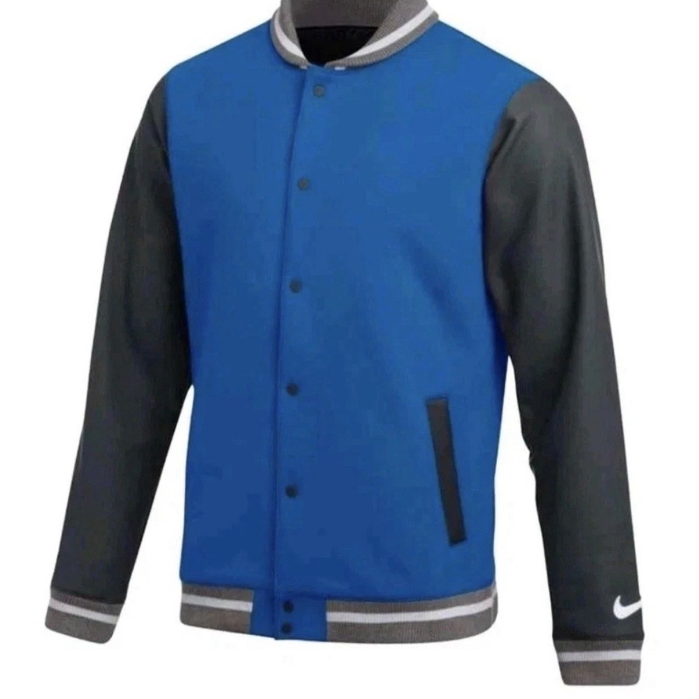 Nike Varsity Jacket Mens M Blue New Wool Leather Sleeves DJ5971-493